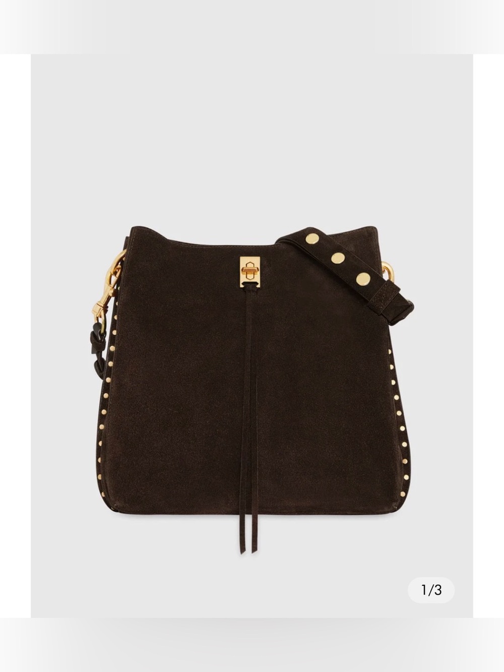 Rebecca Minkoff Darren Suede Shoulder Bag. Color:Fondant.